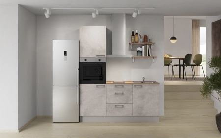 Cuisines Elite Cuisine linéaire 180 cm électroménagers inclus, planning 11 Décor béton gris terre Riva Cuisines Elite Cuisine linéaire 180 cm électroménagers inclus, planning 11 Décor béton gris terre Riva