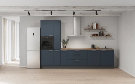 Cuisines Elite Cuisine linéare 330cm électroménagers inclus planning 11 Bleu fjord ultra-mat Easytouch Cuisines Elite Cuisine linéare 330cm électroménagers inclus planning 11 Bleu fjord ultra-mat Easytouch