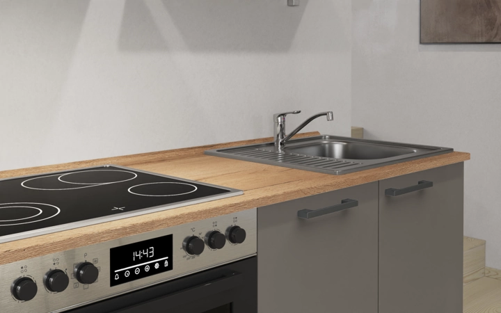 Cuisines Elite Cuisine linéaire 210 cm électroménagers inclus, planning 12 3