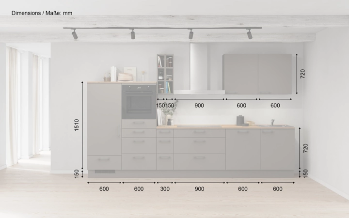 Cuisines Elite Cuisine linéare 360 cm électroménagers inclus planning 13 5