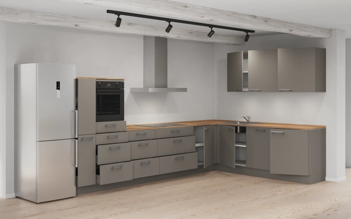 Cuisines Elite Cuisine en L 366,6 cm x 246, 6 cm électroménagers inclus planning 15 4
