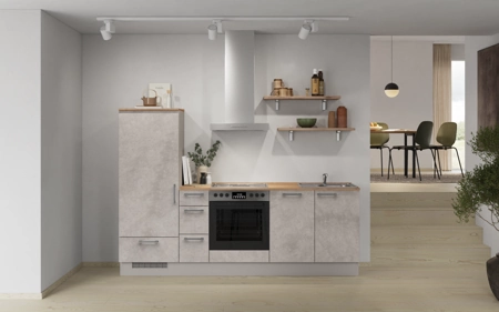Cuisines Elite Cuisine linéaire 240 cm électroménagers inclus planning 17 Décor béton gris terre Riva Cuisines Elite Cuisine linéaire 240 cm électroménagers inclus planning 17 Décor béton gris terre Riva