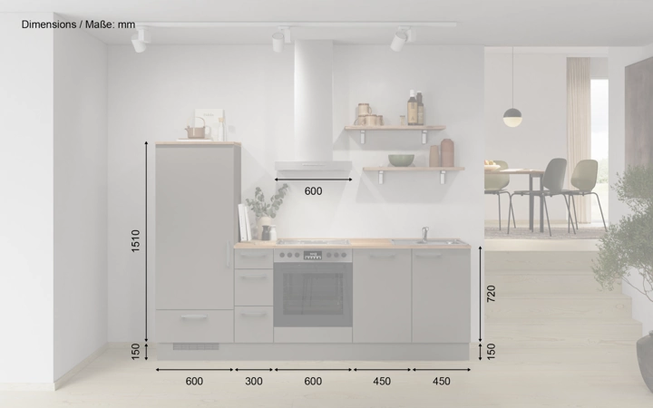Cuisines Elite Cuisine linéaire 240 cm électroménagers inclus planning 17 5
