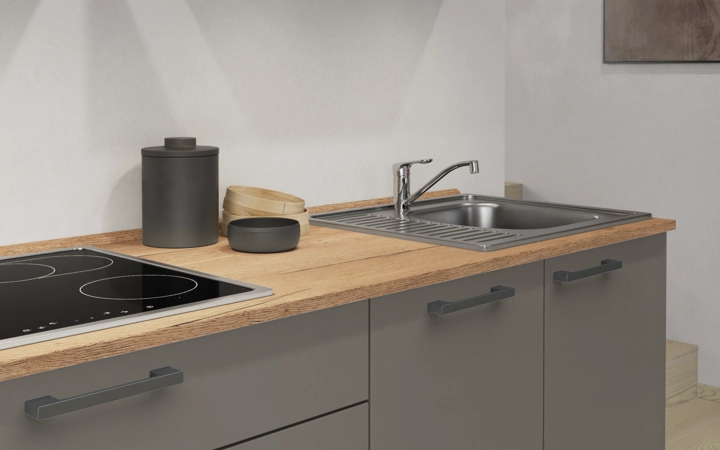Cuisines Elite Cuisine linéaire 240 cm électroménagers inclus planning 2 3