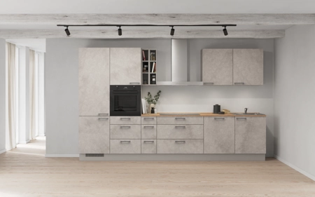 Cuisines Elite Cuisine linéare 360 cm électroménagers inclus planning 2 Décor béton gris terre Riva Cuisines Elite Cuisine linéare 360 cm électroménagers inclus planning 2 Décor béton gris terre Riva