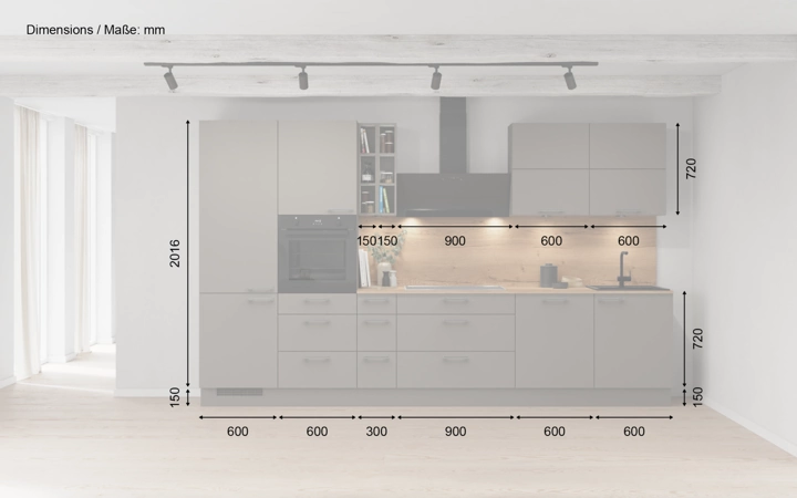 Cuisines Elite Cuisine linéare 360 cm électroménagers inclus planning 3 5