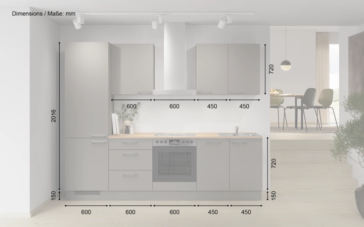 Cuisines Elite Cuisine linéare 270 cm électroménagers inclus planning 4 5