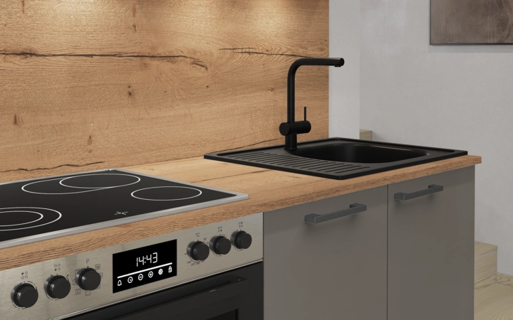 Cuisines Elite Cuisine linéaire 240 cm électroménagers inclus planning 5 3