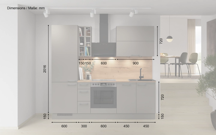 Cuisines Elite Cuisine linéaire 240 cm électroménagers inclus planning 5 5