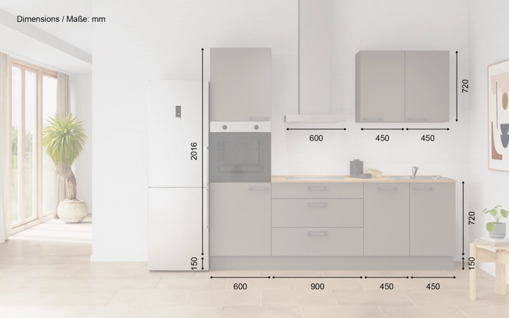 Cuisines Elite Cuisine linéaire 240 cm électroménagers inclus planning 7 5