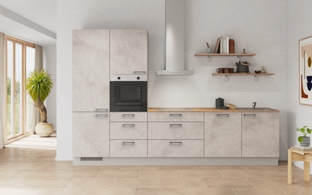 Cuisines Elite Cuisine linéare 330cm électroménagers inclus planning 9 Décor béton gris terre Riva Cuisines Elite Cuisine linéare 330cm électroménagers inclus planning 9 Décor béton gris terre Riva